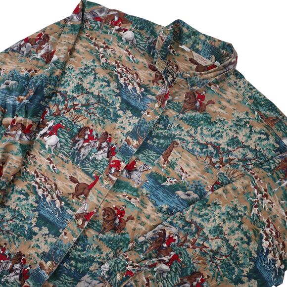Vintage Gotcha Covered Classic Fox Hunting Pattern Button Up Shirt - Picture 2 of 8